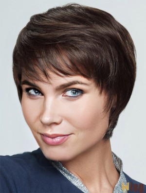 Hair Wigs Brown Cropped Straight Boycuts Wigs