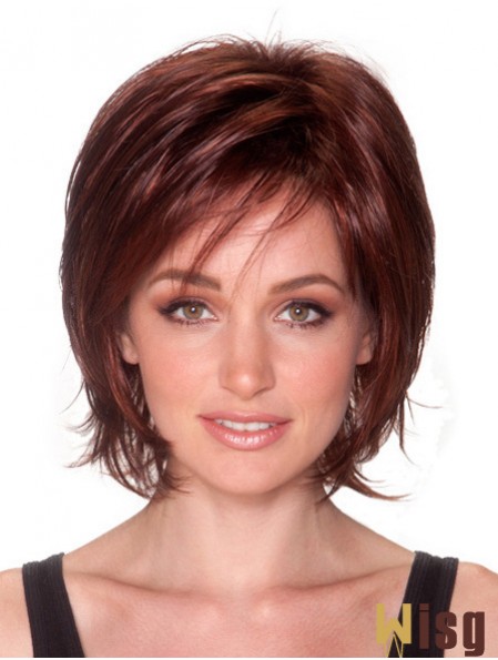 Straight Chin Length Auburn 10 inch Capless Natural Bob Wigs