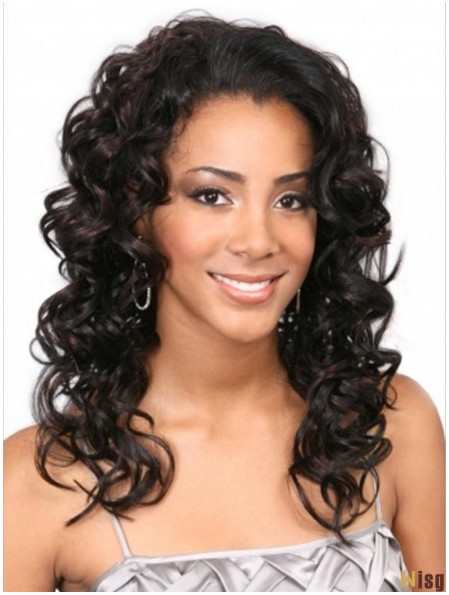 Curly Brazilian Remy Hair Brown Long Amazing 3/4 Wigs