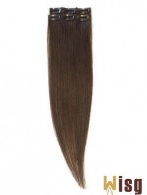 Popular Brown Straight Remy Human Hair Clip In Hair Extensions