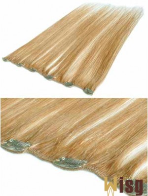 Suitable Blonde Straight Remy Human Hair Clip In Hair Extensions