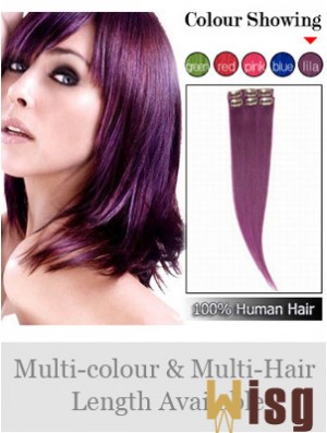 Convenient Black Straight Remy Human Hair Clip In Hair Extensions