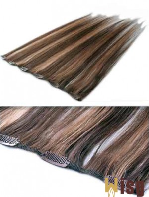 High Quality Brown Straight Remy Human Hair Clip In Hair Extensions