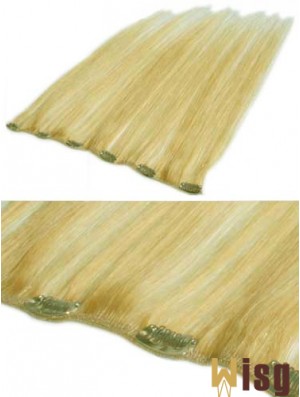 Affordable Blonde Straight Remy Human Hair Clip In Hair Extensions