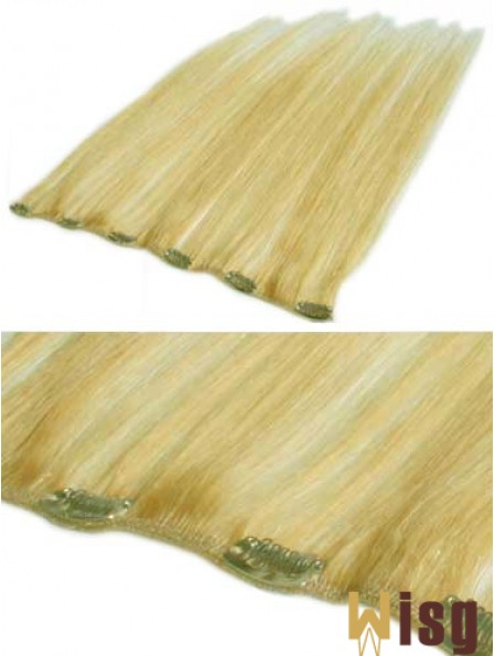 Affordable Blonde Straight Remy Human Hair Clip In Hair Extensions