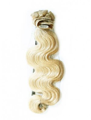 Stylish Blonde Wavy Remy Human Hair Clip In Hair Extensions