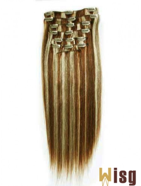 New Brown Straight Remy Human Hair Clip In Hair Extensions