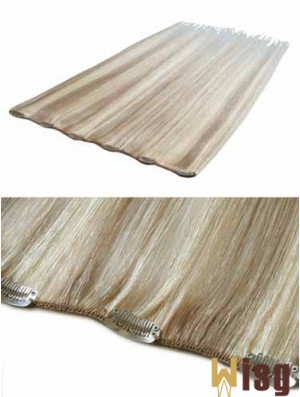 Convenient Blonde Straight Remy Human Hair Clip In Hair Extensions