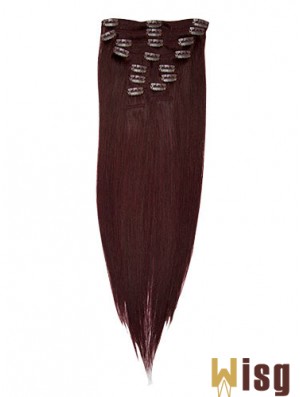 Fashionable Red Straight Remy Human Hair Clip In Hair Extensions