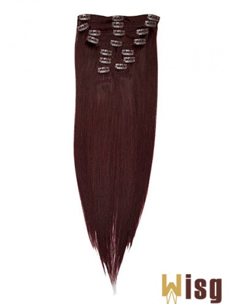 Fashionable Red Straight Remy Human Hair Clip In Hair Extensions