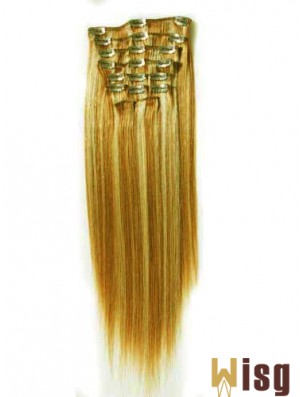 Durable Blonde Straight Remy Human Hair Clip In Hair Extensions