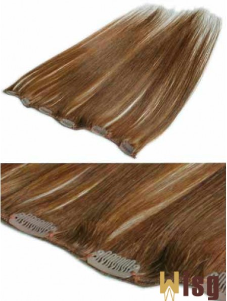 Comfortable Brown Straight Remy Human Hair Clip In Hair Extensions