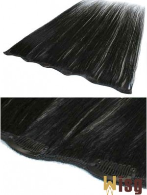 Popular Black Straight Remy Human Hair Clip In Hair Extensions