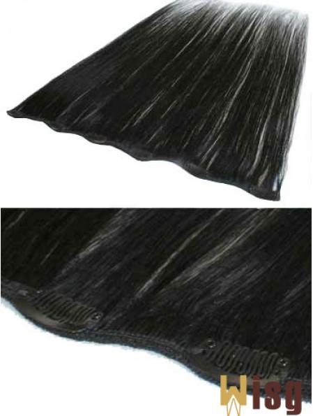 Popular Black Straight Remy Human Hair Clip In Hair Extensions