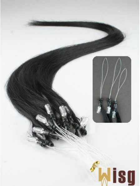 Fashionable Black Straight Micro Loop Ring Hair Extensions