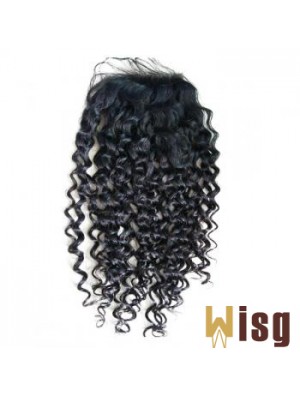 Lace Closures Curly Style Black Color Long Length With Remy