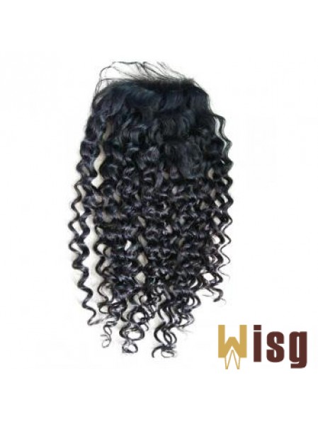 Lace Closures Curly Style Black Color Long Length With Remy