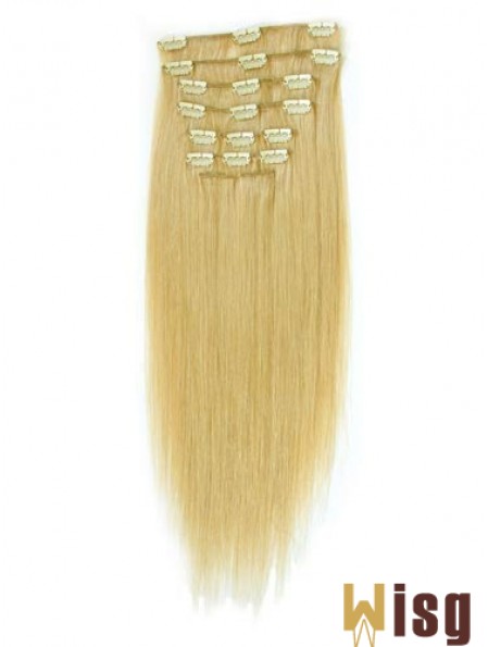 Suitable Blonde Straight Remy Human Hair Clip In Hair Extensions