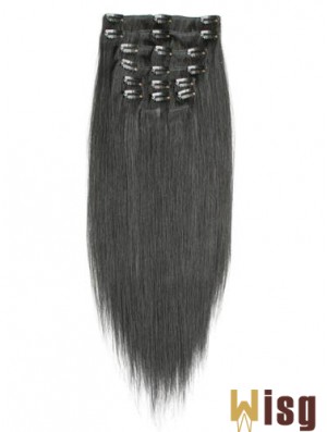 Incredible Black Straight Remy Human Hair Clip In Hair Extensions