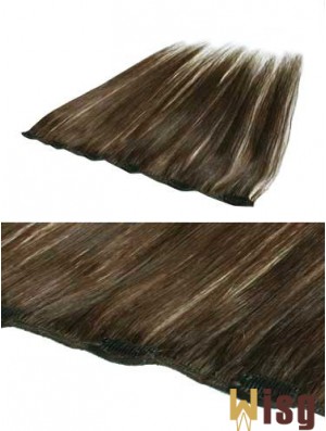 Convenient Brown Straight Remy Human Hair Clip In Hair Extensions