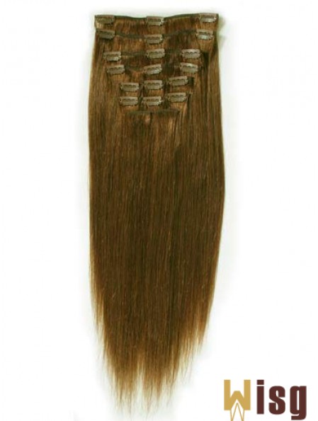 Ideal Brown Straight Remy Human Hair Clip In Hair Extensions