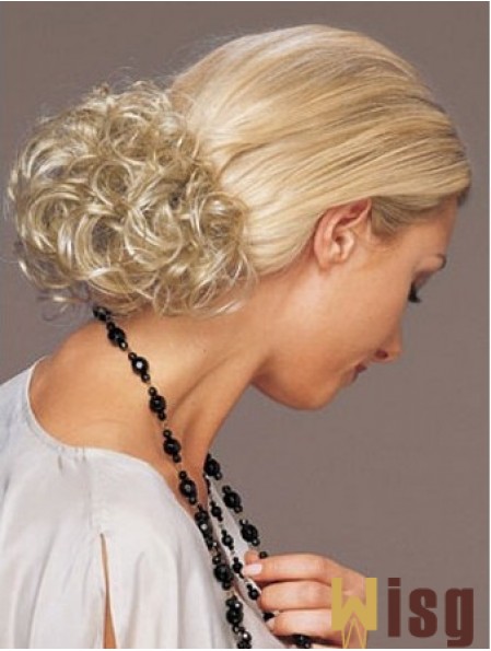 Ideal Blonde Curly Synthetic Clip In Hairpieces