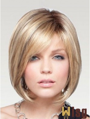 Bob Wigs Remy Human Chin Length Blonde Color Straight Style