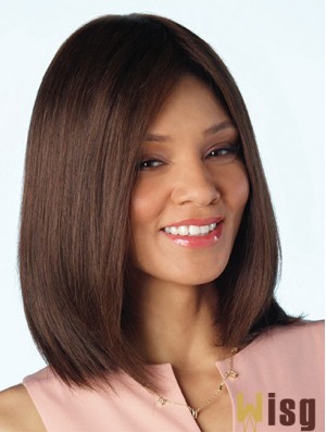 Brown Shoulder Length 14 inch Without Bangs Cheap Human Hair Wigs