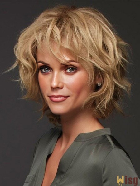 Blonde Layered Curly 12 inch Humanhair Wigs