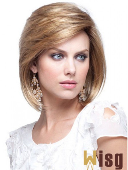 Human Hair Bob Wigs Chin Length Capless Blonde Color Bobs Cut