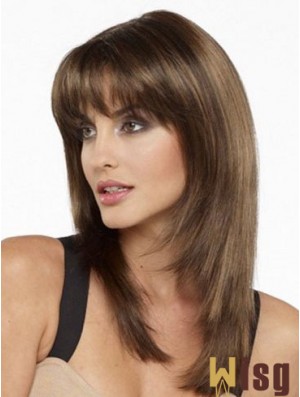 Best Real Silky Straight Human Hair With Bangs Capless Shoulder Length