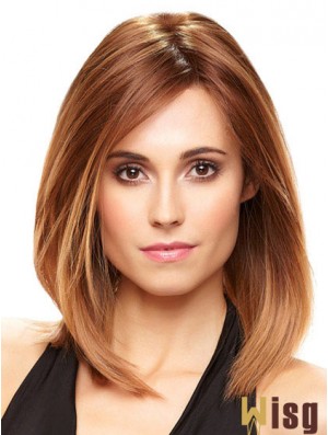 Short Bob Wig With Monofilament Shoulder Length Straight Style Auburn Color