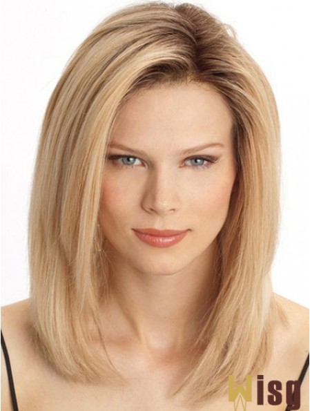 Cheap Monofilament Human Hair Wigs Sale Blonde Color Shoulder Length