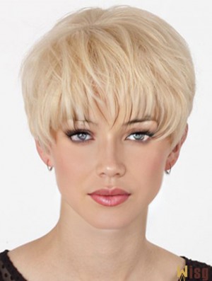 Human Hair Mono Topper With Monofilament Boycuts Short Length Straight Style