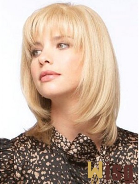 Human Hair Monofilment Wigs With Bangs Monofilament Straight Style