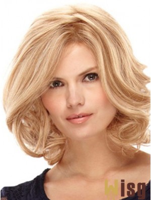 Blonde Shoulder Length High Quality Curly Layered Lace Wigs