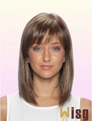 100% Glueless Human Hair Lace Front Wigs With Bangs Stright Style