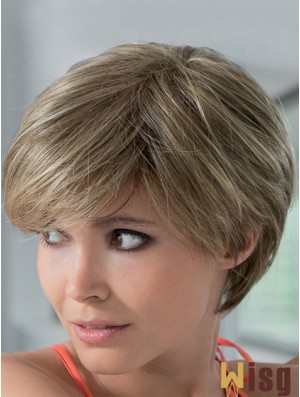 Mono Human Hair Wigs With Lace Front Short Length Boycuts