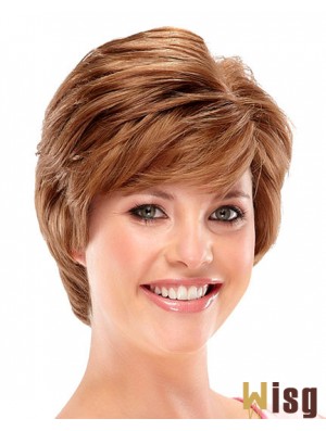 Designed Auburn Short Wavy Layered 6 inch Human Hair Wigs