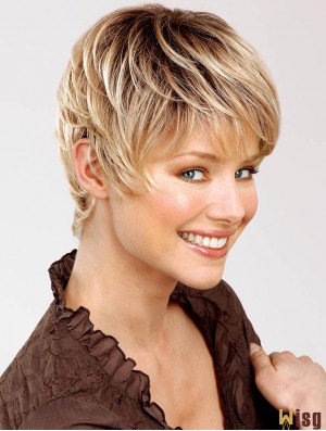 Blonde Wig True 100% Hand Tied Short Length Straight Style