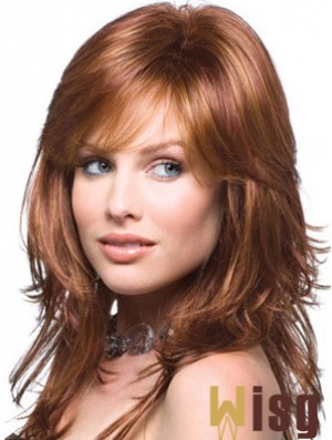 Layered Comfortable Wavy Auburn Long Synthetic Wigs