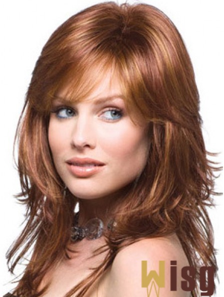 Layered Comfortable Wavy Auburn Long Synthetic Wigs