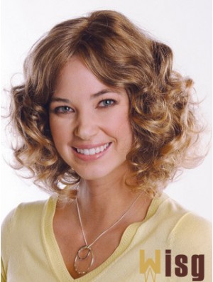 Synthetic Curly Chin Length Capless Curly Style Brown Color