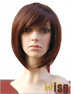 Auburn 10 inch Wavy Short Remy Human Hair Monofilament Bob Wigs