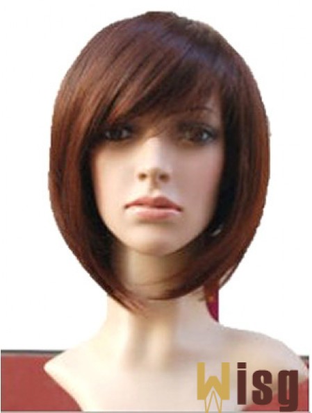 Auburn 10 inch Wavy Short Remy Human Hair Monofilament Bob Wigs