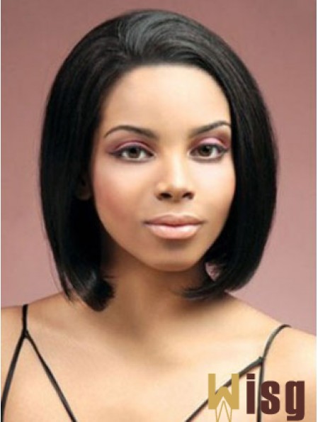 Lace Front Chin Length Yaki Black Stylish Bob Wigs