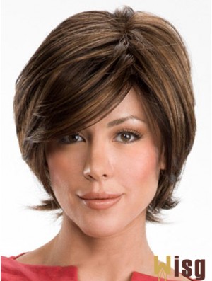 Dark Brown Layerd Cut Ladies Synthetic Wigs With Capless Wavy Style