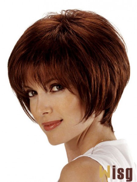 Human Bob Hair Wigs Remy Lace Front Chin Length Auburn Color