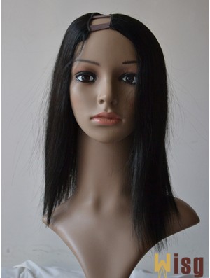 14 inch Lace Front Straight Black Ideal U Part Wigs