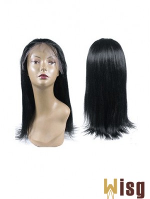 Black Full Lace Straight Long Hand Tied Human Hair Wigs